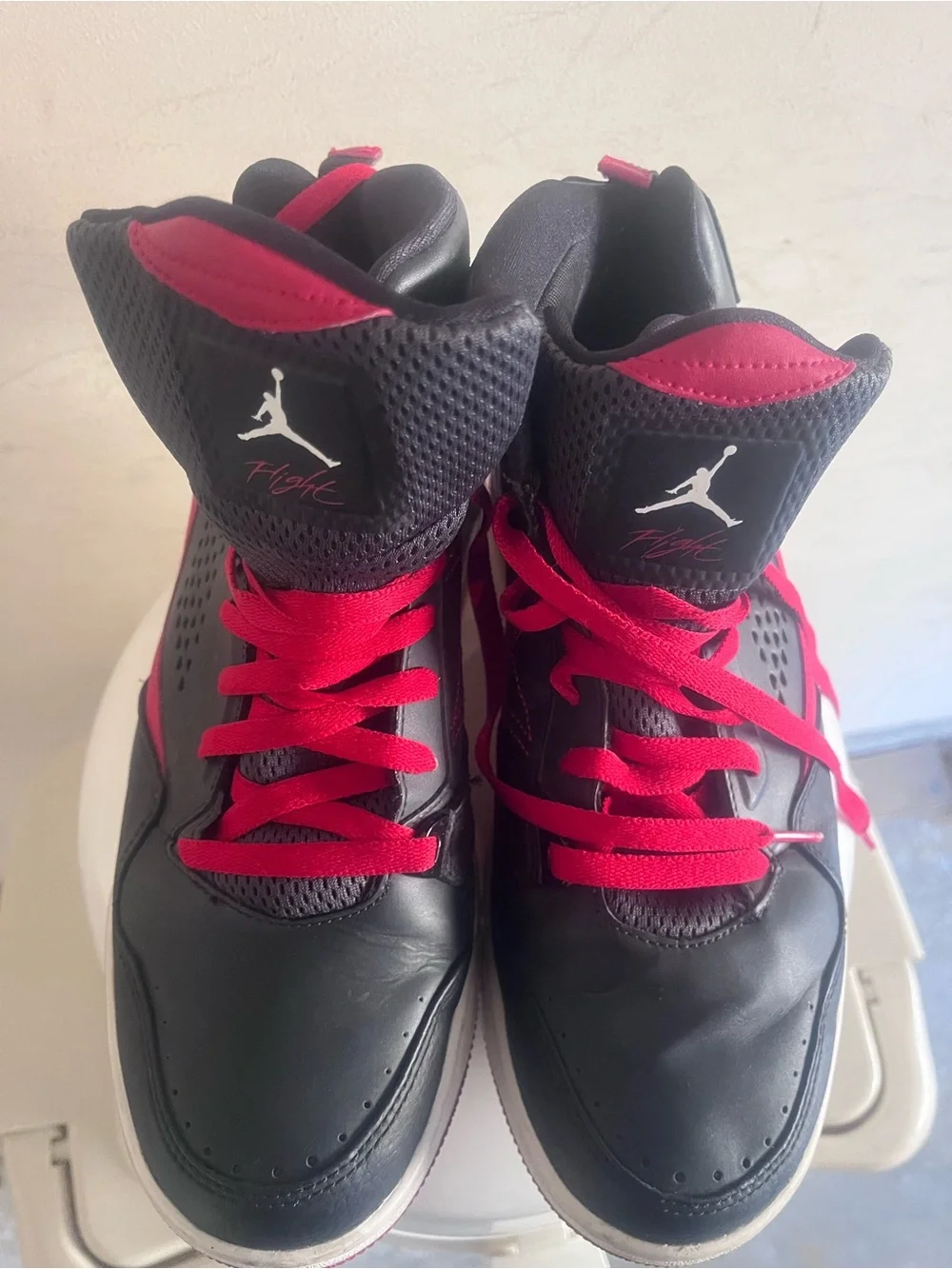Jordan Black and Red High-Top Sneakers